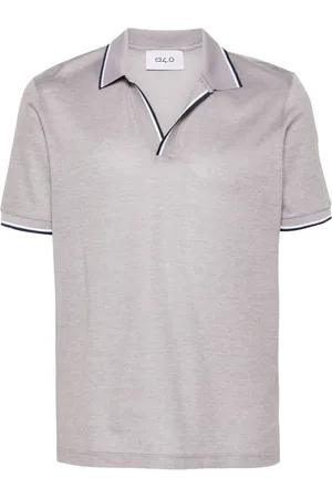 D4.0 Striped-edge cotton polo shirt