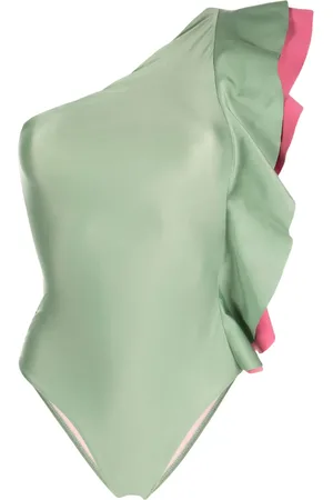 Farm Rio Ruffled one-shoulder swimsuit