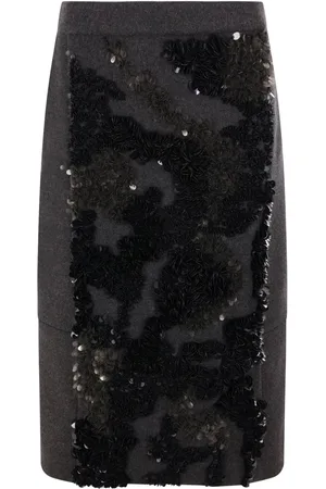Plan C Sequin-embellished midi skirt