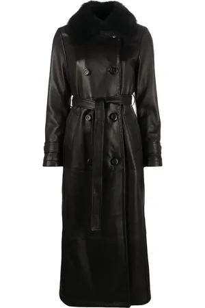 Blancha Shearling-collar double-breasted coat