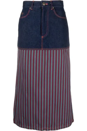 Jean Paul Gaultier 1990s striped panelled denim skirt