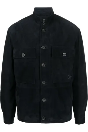 Giorgio Armani High-neck suede shirt jacket