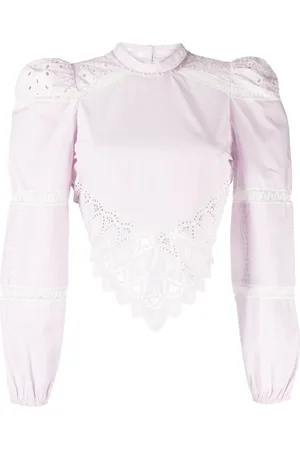 LOVESHACKFANCY Hito perforated-detailing cotton blouse