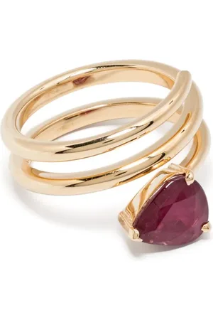 Shay 18KT yellow Spiral ruby pinky ring