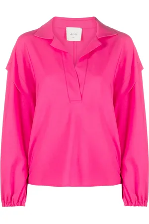 ALYSI Notched-collar drop-shoulder blouse
