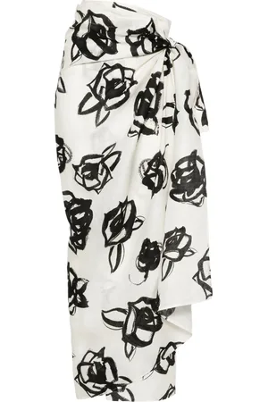 Msgm Floral-print linen maxi skirt