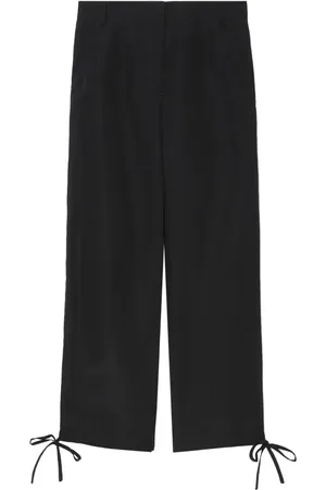 Msgm Drawstring-cuffs linen-blend trousers