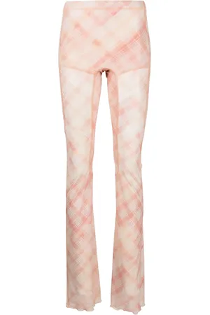KNWLS Check-print semi-sheer trousers