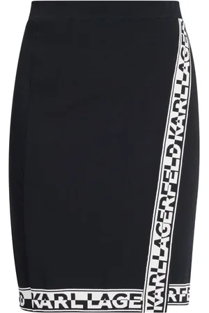 Karl Lagerfeld Logo-trimmed knitted wrap skirt