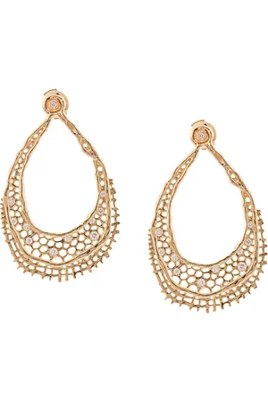 Aurélie Bidermann 18kt yellow gold & diamond lace earrings