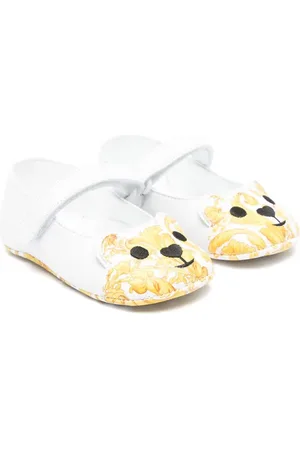VERSACE Barocco-print leather ballerina shoes