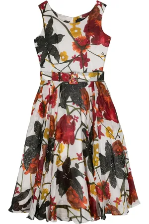 SAMANTHA SUNG Floral-print linen dress
