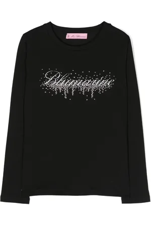 MISS BLUMARINE Logo-print rhinestone-embellished T-shirt