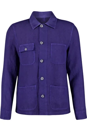 120% Lino Spread-collar linen shirt jacket