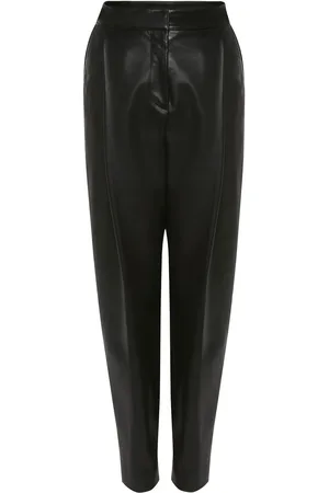 Alexander McQueen Pleated leather tapered trousers