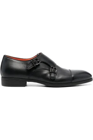 santoni Double-buckle leather monk shoes