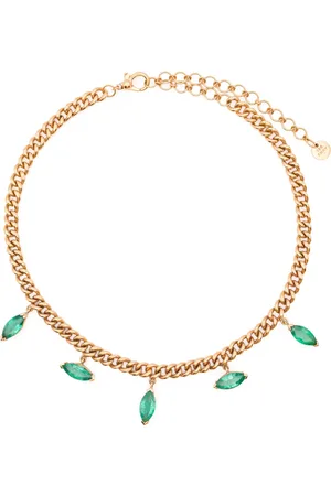Shay 18K rose emerald marquise necklace