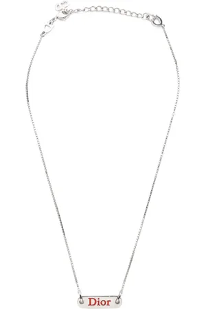 Dior 2000s logo-plaque necklace