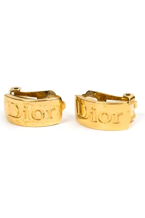 Dior 1990 logo-engraved clip-on earrings