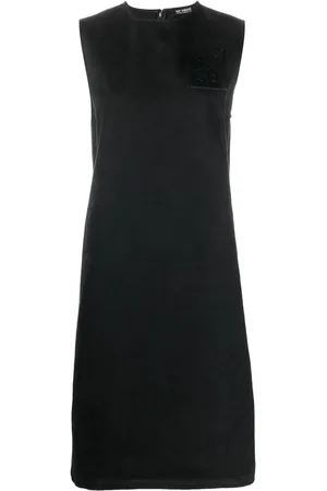 RAF SIMONS Sleeveless logo-patch shift dress