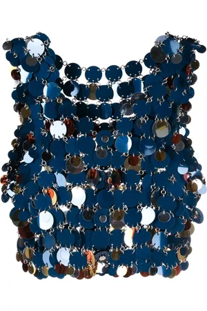 Paco rabanne Paillette-chainmail cropped top