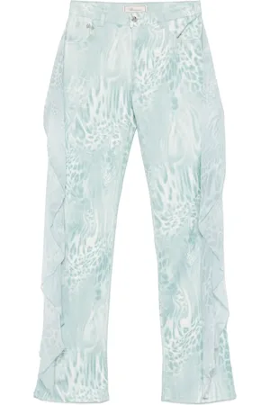 BLUMARINE Flounce-detail printed jeans