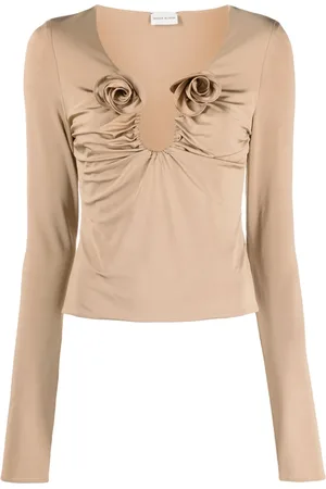 MAGDA BUTRYM Floral-appliqué gathered blouse