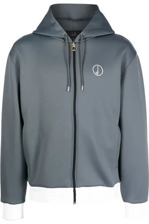 Dunhill Embroidered-logo zip-up hoodie