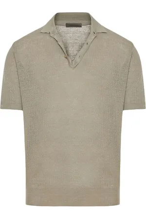 corneliani Textured-finish cotton polo shirt