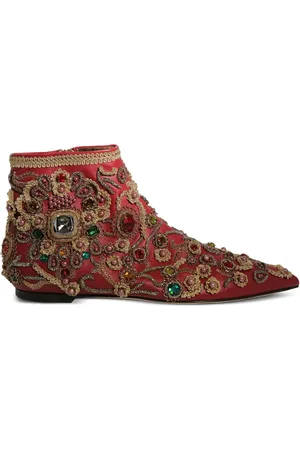 Dolce & Gabbana Crystal-embellished leather ankle boots