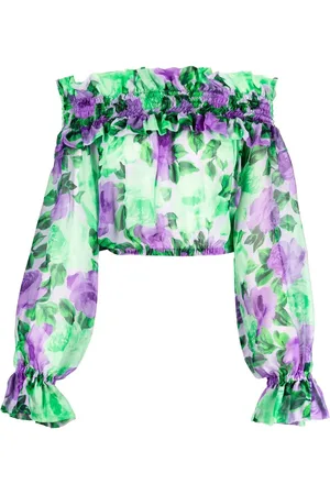P.A.R.O.S.H. Floral-print off-shoulder blouse