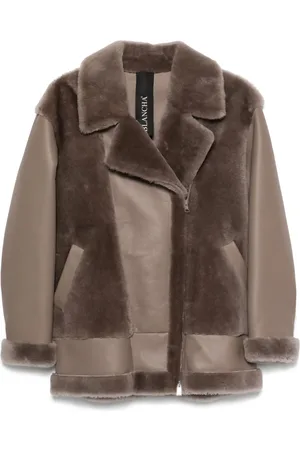 Blancha Panelled leather short coat