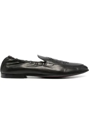 Dolce & Gabbana Logo-embroidered leather loafers