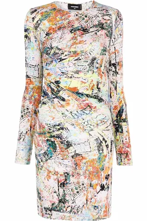 Dsquared2 Abstract-print long-sleeve dress