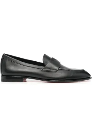 santoni Leather penny loafers