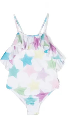 Le pandorine Star-print ruffled swimsuit