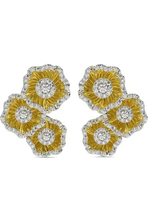 Marchesa Notte 18kt yellow Halo Flower diamond earrings