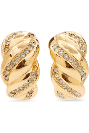 Dior Rhinestone-embellished half-hoop clip-on earrings