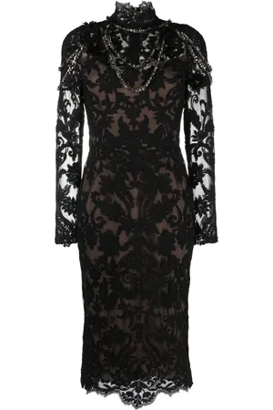 Marchesa Notte Crystal-embellished midi dress
