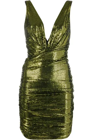 ALEXANDRE VAUTHIER Metallic ruched V-neck dress