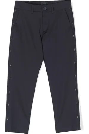 FAY Logo-tape straight-leg trousers
