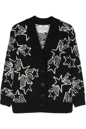 Msgm Patterned intarsia-knit V-neck cardigan