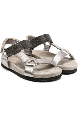 Brunello Cucinelli Metallic-effect touch-strap sandals