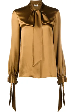 Saint Laurent Long-sleeve pussy-bow blouse