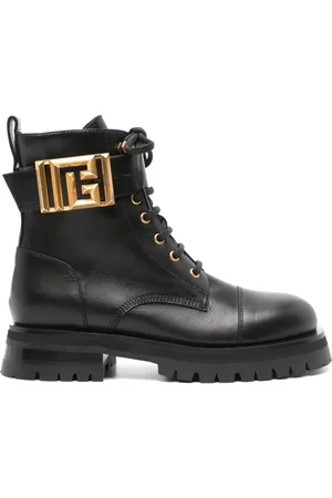 Balmain Buckled-ankle leather boots