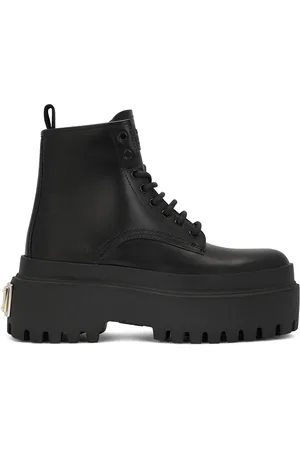 Dolce & Gabbana Logo-appliqué leather combat boots