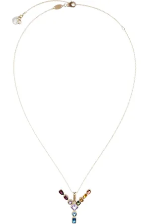 Dolce & Gabbana 18kt yellow initial Y gemstone necklace