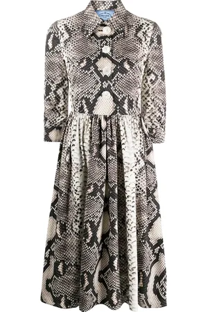 Prada Snakeskin-pattern flared dress
