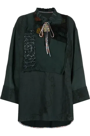 BY WALID Patchwork-design cotton tunic