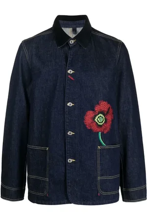 Kenzo Embroidered-flower detail denim jacket